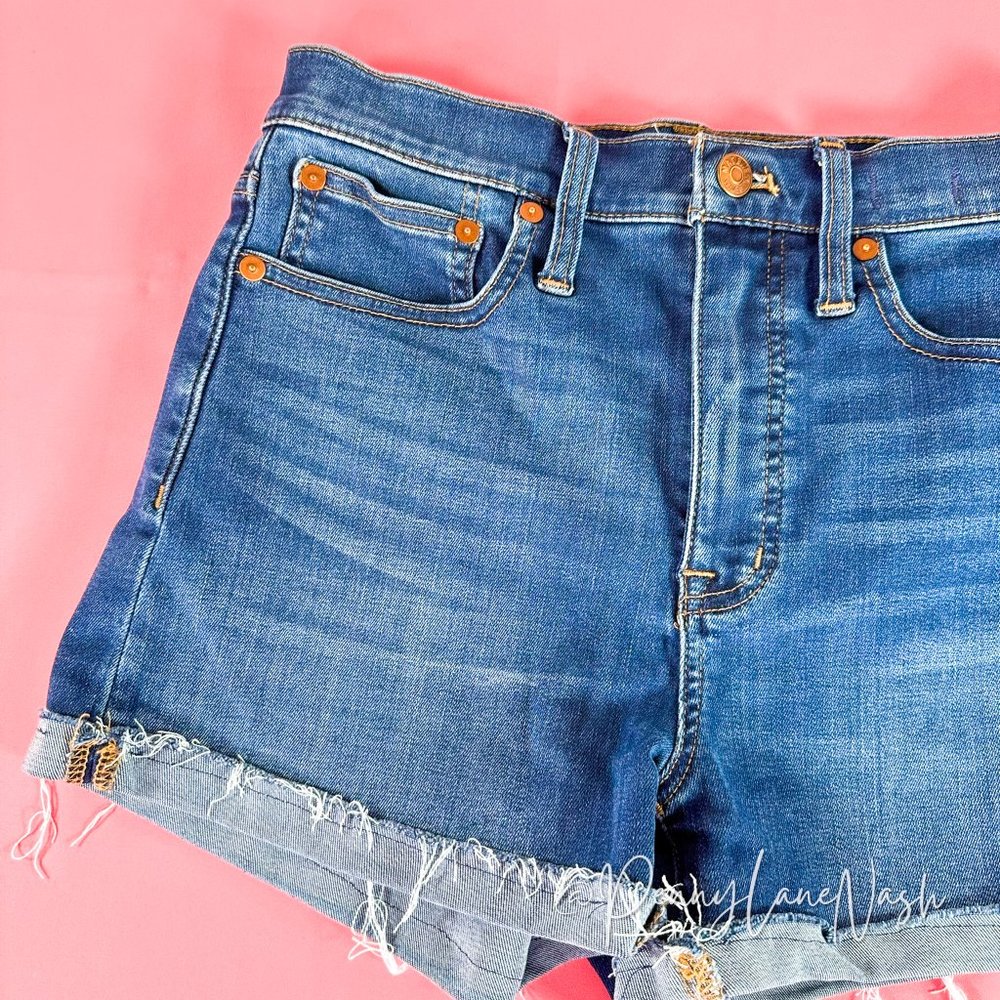 Madewell High Rise Cuffed Denim Cut Off Shorts - Picture 3 of 9
